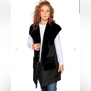 NWT Love Token Long Faux Fur Vest